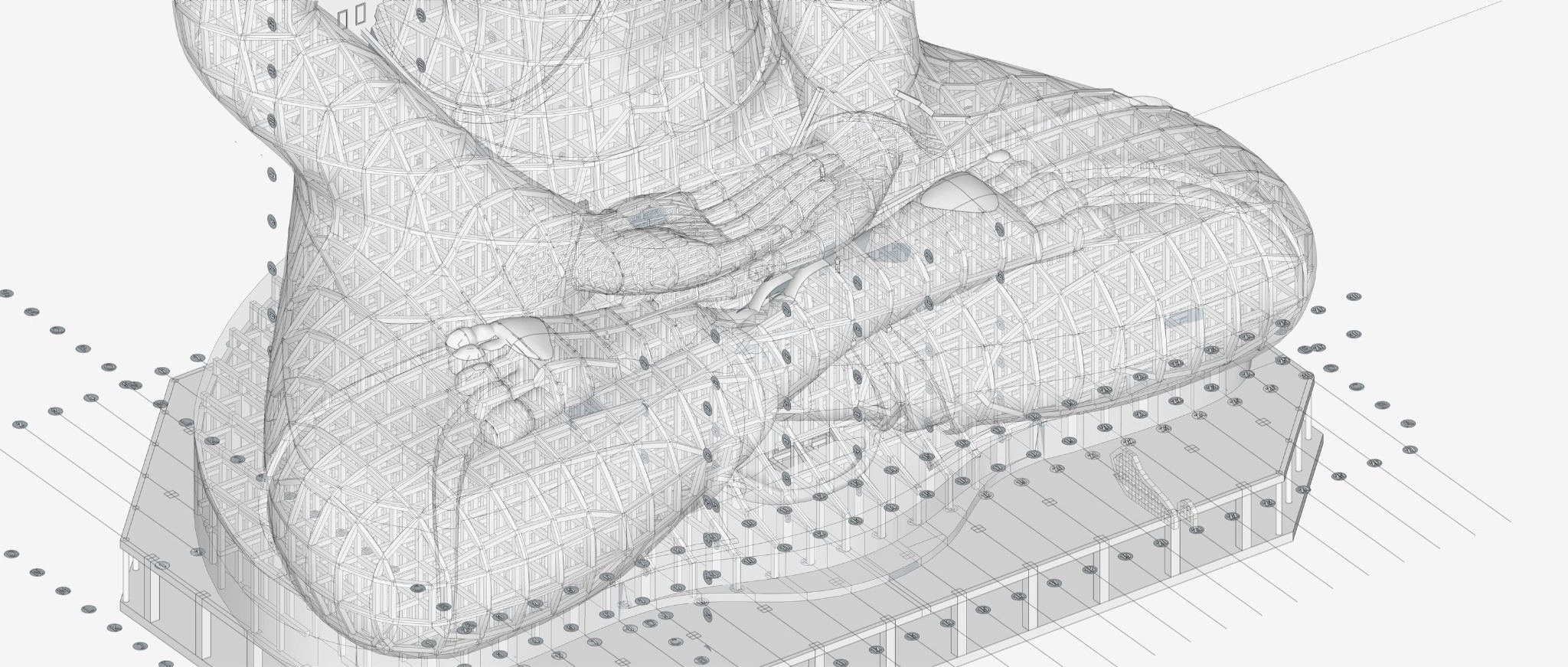 ภาพกราฟิก Wireframe โครงสร้างองค์พระจากไฟล์ต้นฉบับ